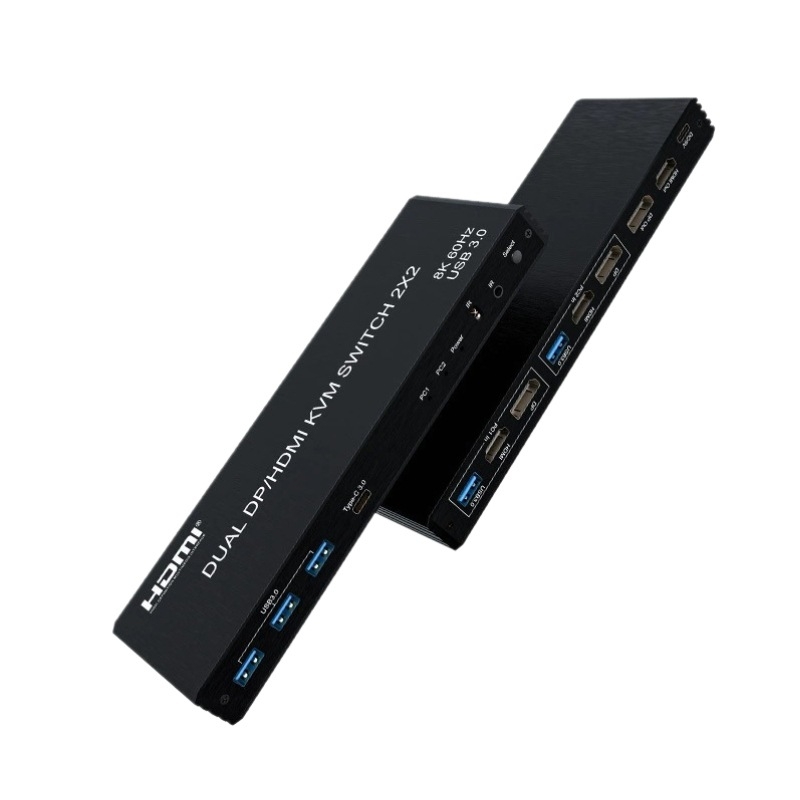 KVM prekidač za dvije ploče, 2-in-2-out HDMI/DP, dijeljena tipkovnica i miš, model IMX-HDP22, rezolucija 7680x4320, kabel 10 m