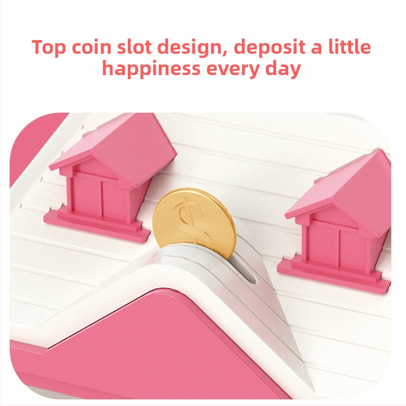 Detská pokladnička s projekciou hviezdnej oblohy a skrinkou s odtlačkom prsta — domček z plastu, vstrekované formovanie, jednoduchý a moderný štýl, tlačené logo