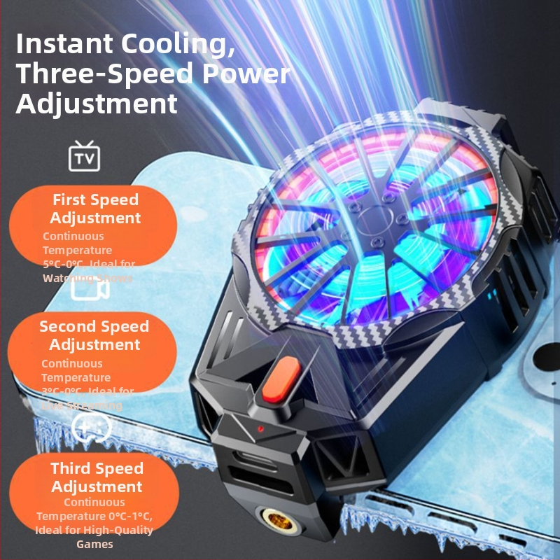 Feilibake X57 Ψύκτης κινητού τηλεφώνου — Type-C σύνδεση, 45 mm ανεμιστήρας, κατασκευή ABS + αλουμινίου κράμα, συμβατό με iPhone και Android, έλεγχος θερμοκρασίας σε 3 ταχύτητες