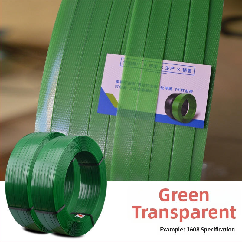 PET plastično-čelični trak za pakiranje, širina 16 mm, debljina 1,0 mm, zelena/crna, model 1608, snaga rastezanja 6400 N