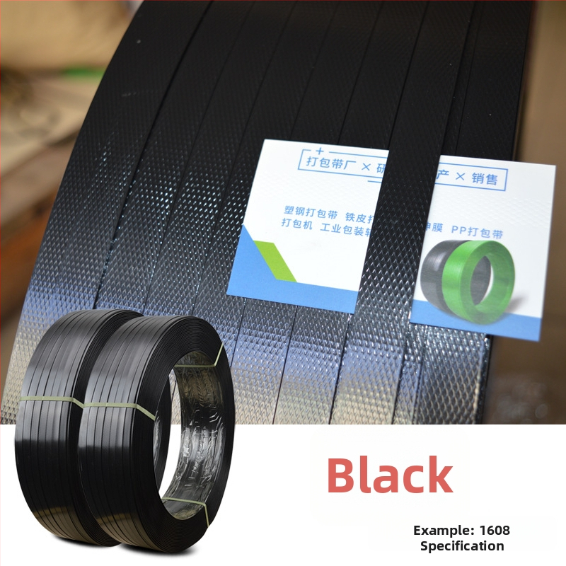 PET plastično-čelični trak za pakiranje, širina 16 mm, debljina 1,0 mm, zelena/crna, model 1608, snaga rastezanja 6400 N