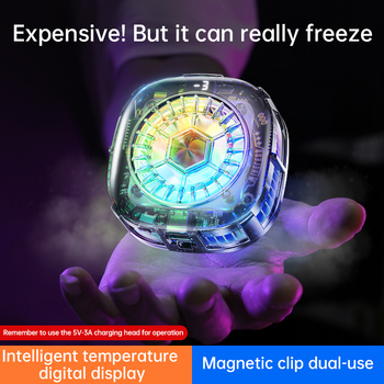 Răcitor pentru telefon X122 cu clips magnetic posterior și afișaj digital – 2-în-1 răcire cu semiconductori, 15W, Type-C, 147 g, ABS+Metal