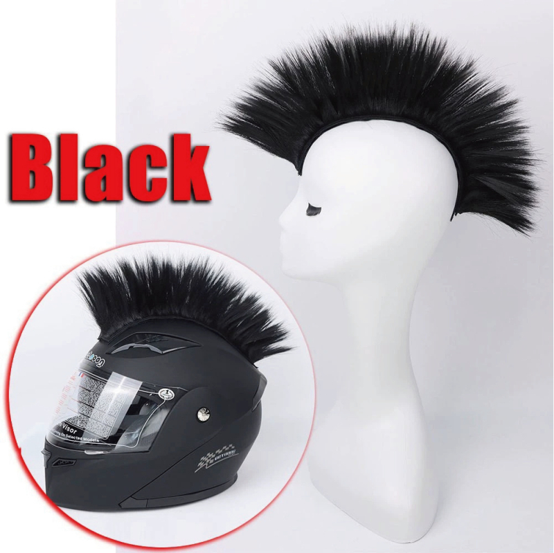 Perucă decor pentru cască de motocicletă, păr scurt, stil drept, material: sârmă rezistentă la temperaturi înalte, model MT