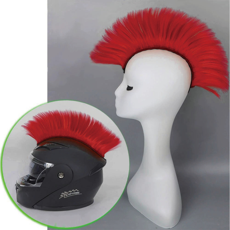 Perucă decor pentru cască de motocicletă, păr scurt, stil drept, material: sârmă rezistentă la temperaturi înalte, model MT