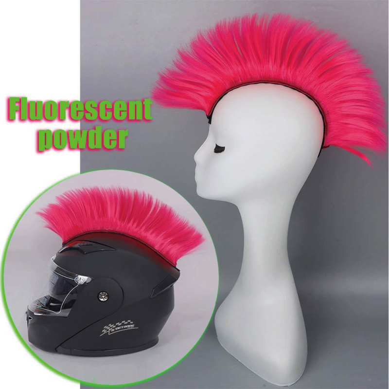 Perucă decor pentru cască de motocicletă, păr scurt, stil drept, material: sârmă rezistentă la temperaturi înalte, model MT