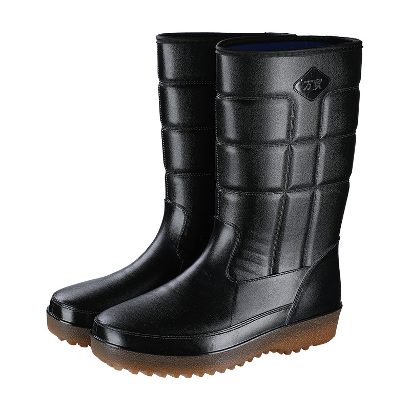 Wanmao unisex PVC čizme za kišu s teksturom kože, vodootporne, protuklizna gumena potplat, topla podstava, model Wm-108