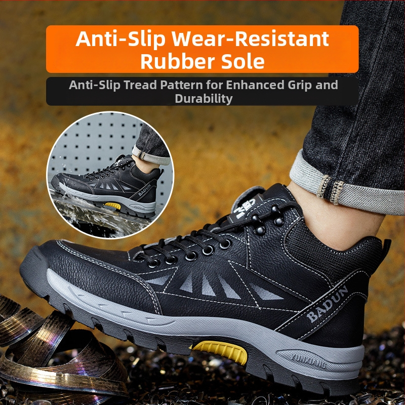 Zaštitne radne cipele, srednje visine, anti-udar i anti-proboj, čelična zaštitna nosnica, mikrovlakana koža, zatvarač, gumeni potplat