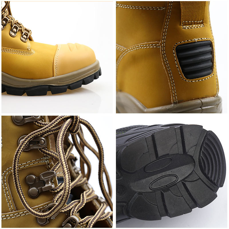 Protiúrazové vysoké pracovné topánky; protišmyková podrážka, ochrana proti nárazom; materiál: dvojvrstvová syntetická koža; vrchná časť: vysoká