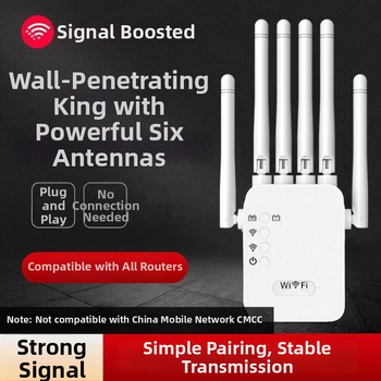 Безжичен маршрутизатор-усилвател с шест антени – 802.11n, 300 Mbps, Cat5 Ethernet, домашна мрежа