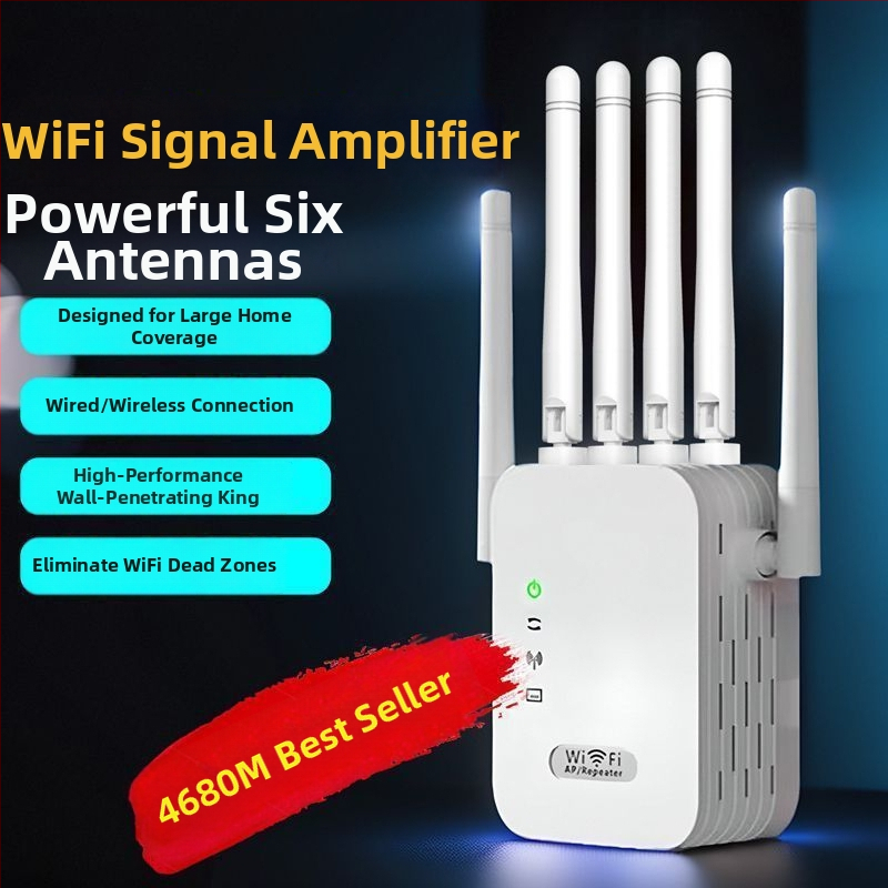 Безжичен маршрутизатор-усилвател с шест антени – 802.11n, 300 Mbps, Cat5 Ethernet, домашна мрежа