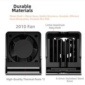 JIUSHARK chladiaci ventilátor pre M.2 2280 SSD, PCIe 5.0, hliníkový chladič, hydraulické ložiská, 8000 RPM