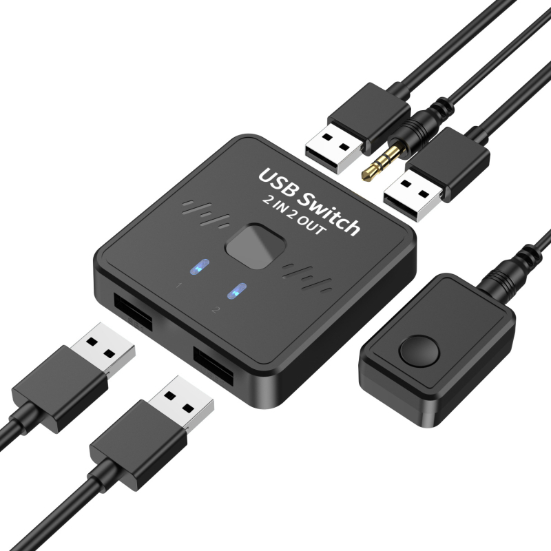 Comutator USB 2x2 pentru tastatură, mouse și dispozitive USB, USB 2.0, compatibil Windows
