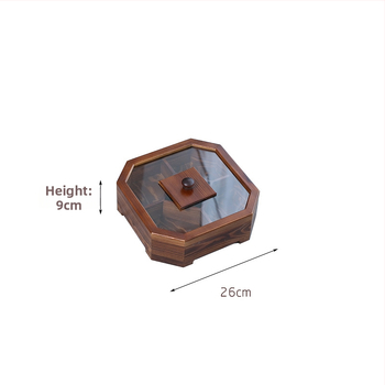 Cutie hexagonală din lemn pentru bomboane cu compartimente și capac; lemn de pin; logo personalizat; potrivită pentru gustări și fructe uscate