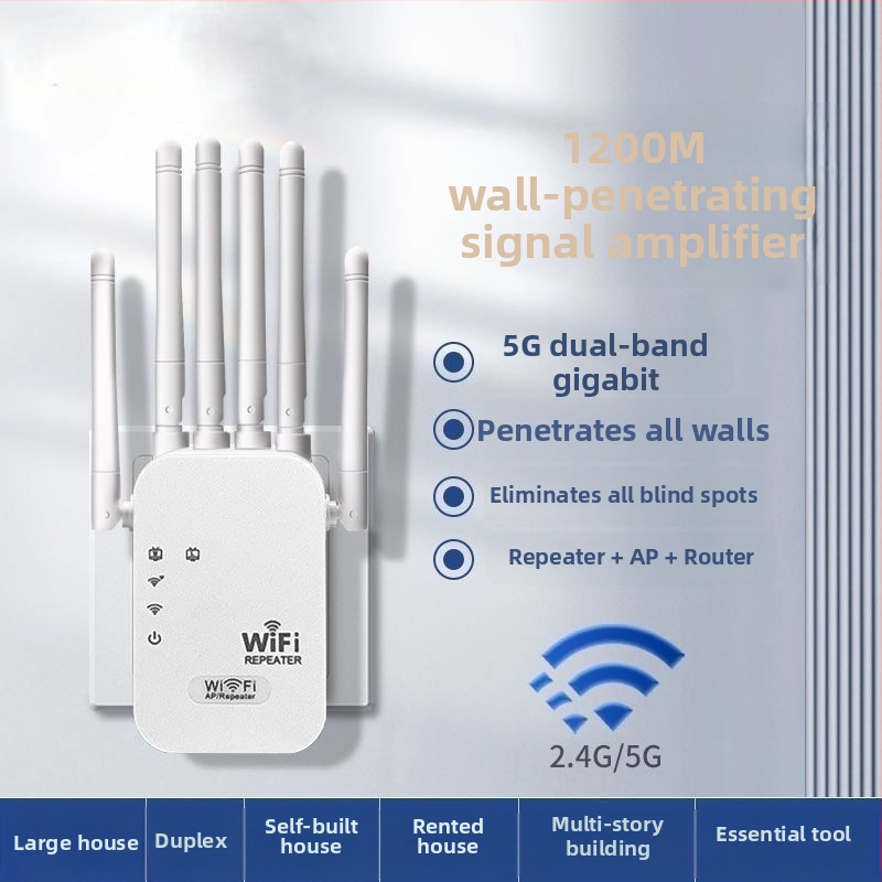 5G dvojpásmový WiFi opakovač a zosilňovač signálu pre domáci router