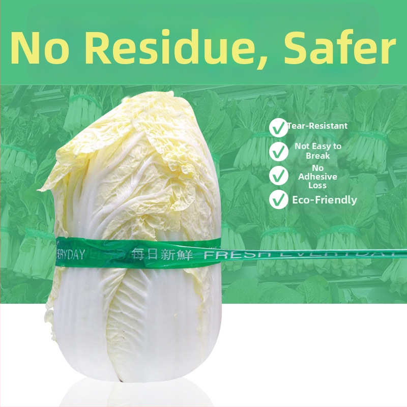 Pojas za pakiranje povrća i voća s dnevnim tiskanim oznakama, BOPP film, UV-otporna konstrukcija, ljepilo osjetljivo na pritisak, debljina 50 μm