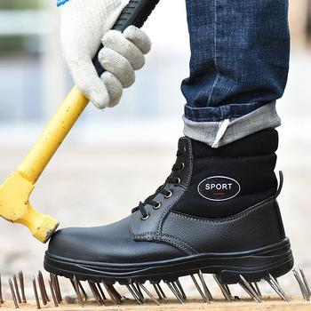 Pánske pracovné topánky – oceľová špička, ochrana proti nárazu a prederaniu, teplé zimné topánky, vysoký zvršok, mikrovláknová koža + plátno