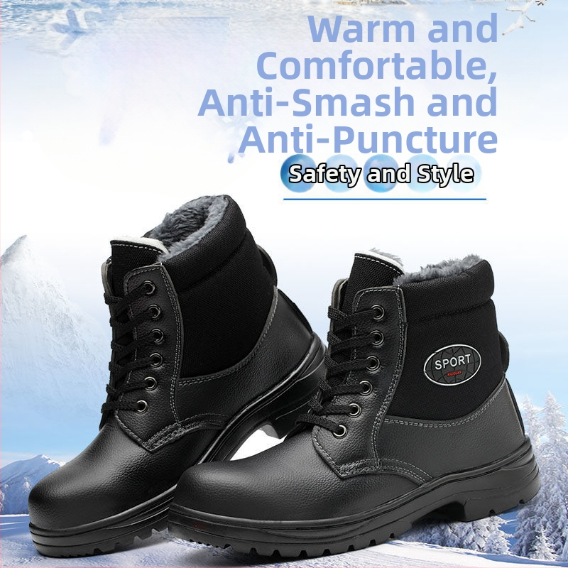 Pánske pracovné topánky – oceľová špička, ochrana proti nárazu a prederaniu, teplé zimné topánky, vysoký zvršok, mikrovláknová koža + plátno