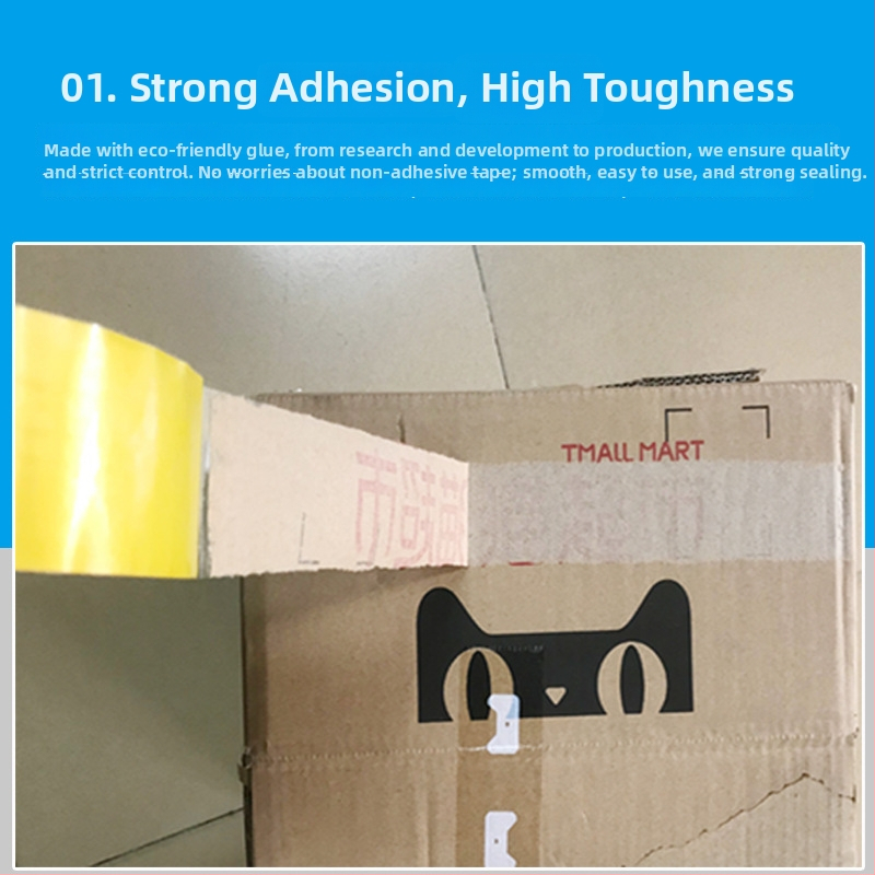 Prozirna pakirajuća traka s vodom baziranim ljepilom za strojno zatvaranje i logističko pakiranje, BOPP film, 50 μm, površina za pisanje