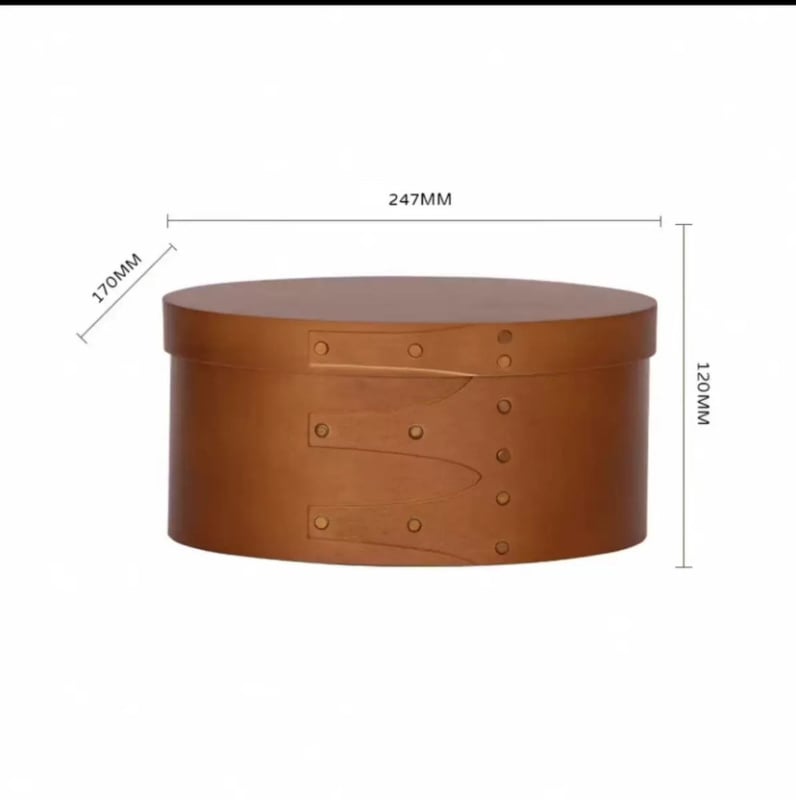Drvena kutija za maramice, ovalnog oblika s retro zakovicama, model DD470, stolni organizator