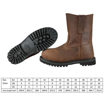 Visoke radne čizme od kože s čeličnom prstom, zaštita od udara i bušenja, otporne na ulje i kiselinu, protuklizna potplata