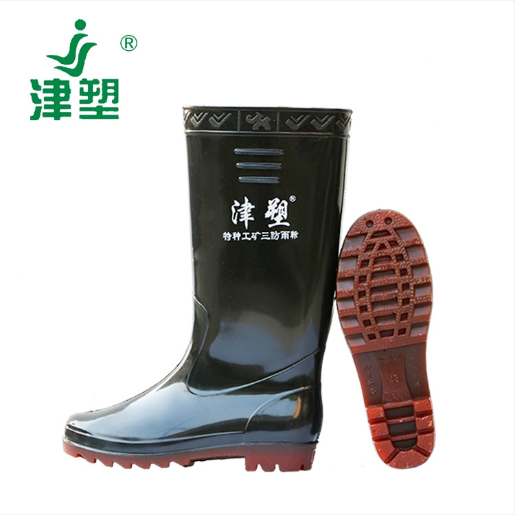 Cizme de ploaie pentru bărbați din PVC, înalte, toc mic 1–3 cm, căptușeală din țesătură, talpă din plastic