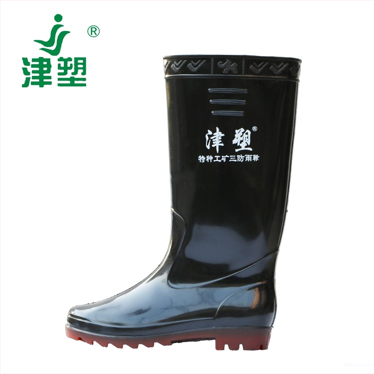 Cizme de ploaie pentru bărbați din PVC, înalte, toc mic 1–3 cm, căptușeală din țesătură, talpă din plastic