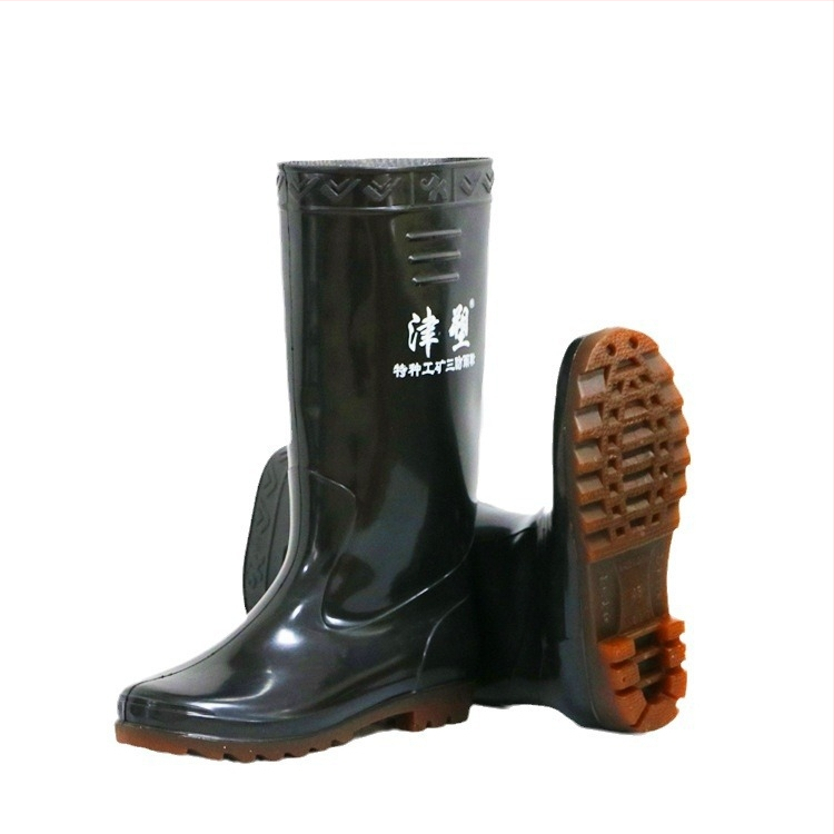 Cizme de ploaie pentru bărbați din PVC, înalte, toc mic 1–3 cm, căptușeală din țesătură, talpă din plastic