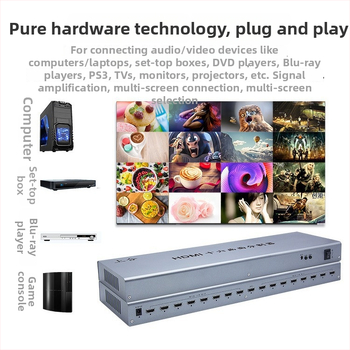 HDMI 16-portový prepínač, 16 vstupov 1 výstup, 1920×1080@60Hz, 1 m kábel, správa napájania