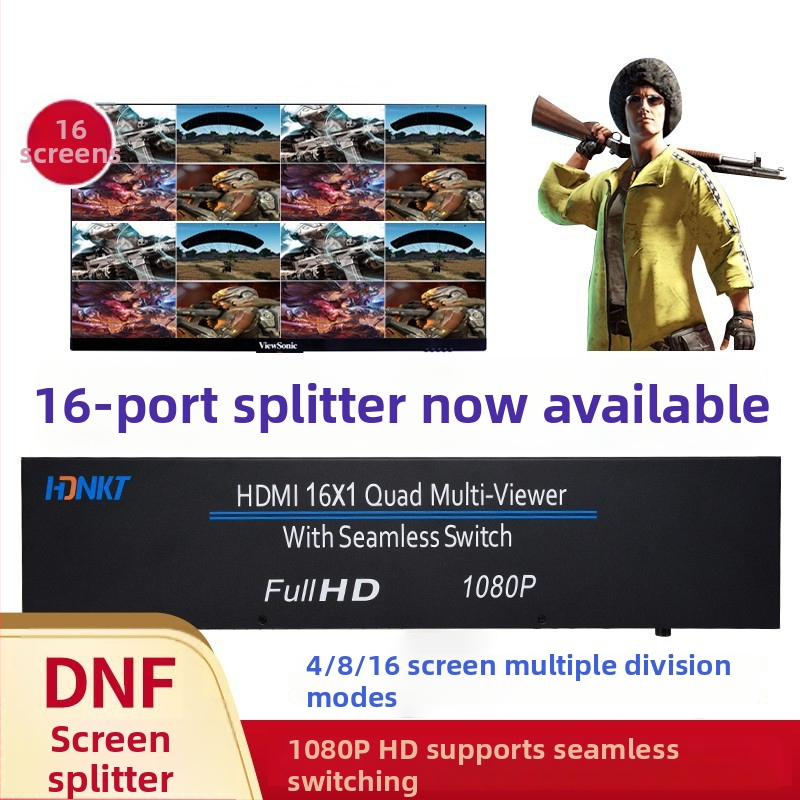 HDMI 16-portový prepínač, 16 vstupov 1 výstup, 1920×1080@60Hz, 1 m kábel, správa napájania