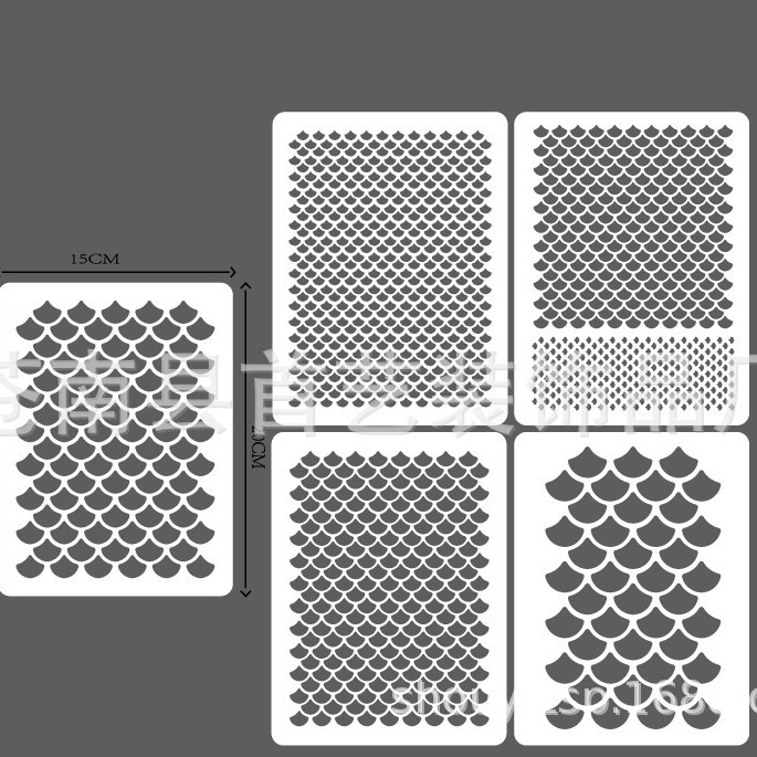 Set od 3 šablona za ljuske sirene, PET, ručno izrađeno, modern minimalistički stil