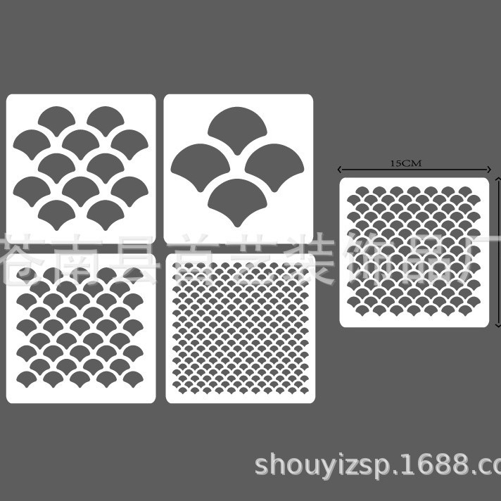 Set od 3 šablona za ljuske sirene, PET, ručno izrađeno, modern minimalistički stil