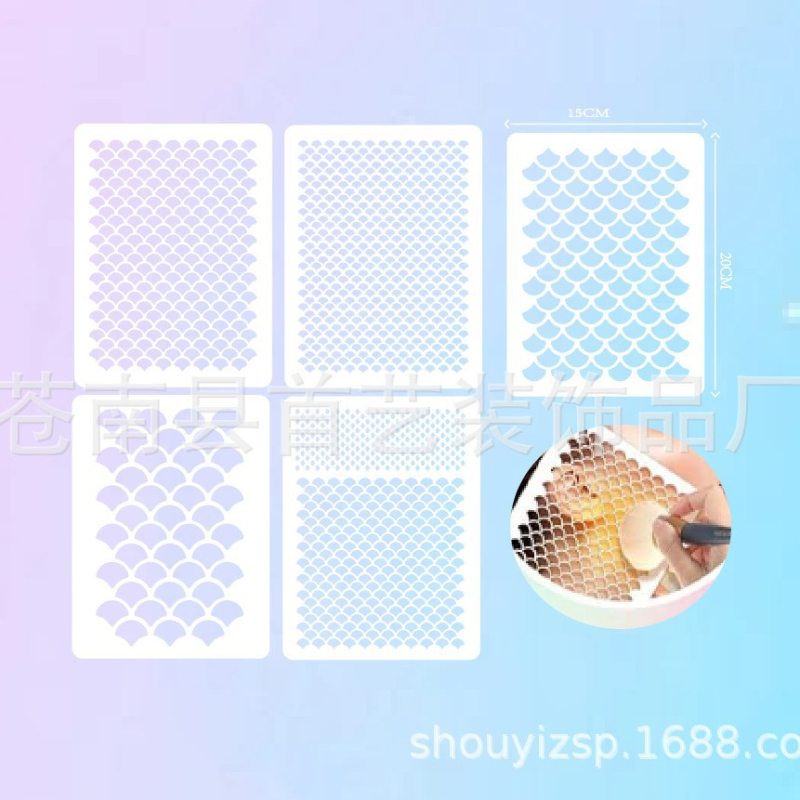 Set od 3 šablona za ljuske sirene, PET, ručno izrađeno, modern minimalistički stil