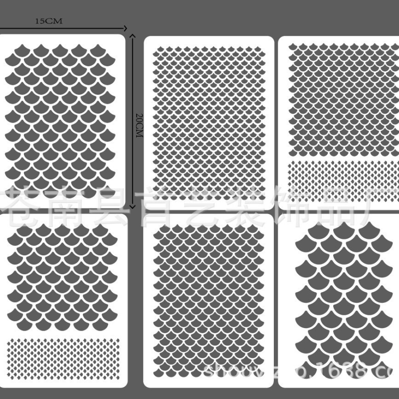 Set od 3 šablona za ljuske sirene, PET, ručno izrađeno, modern minimalistički stil