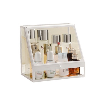 Κοντέινερ αποθήκευσης καλλυντικών για γραφείο, γυάλινο κουτί με συρτάρι, ανθεκτικό στη σκόνη, μεγάλη χωρητικότητα για περιποίηση δέρματος, κομψό στυλ