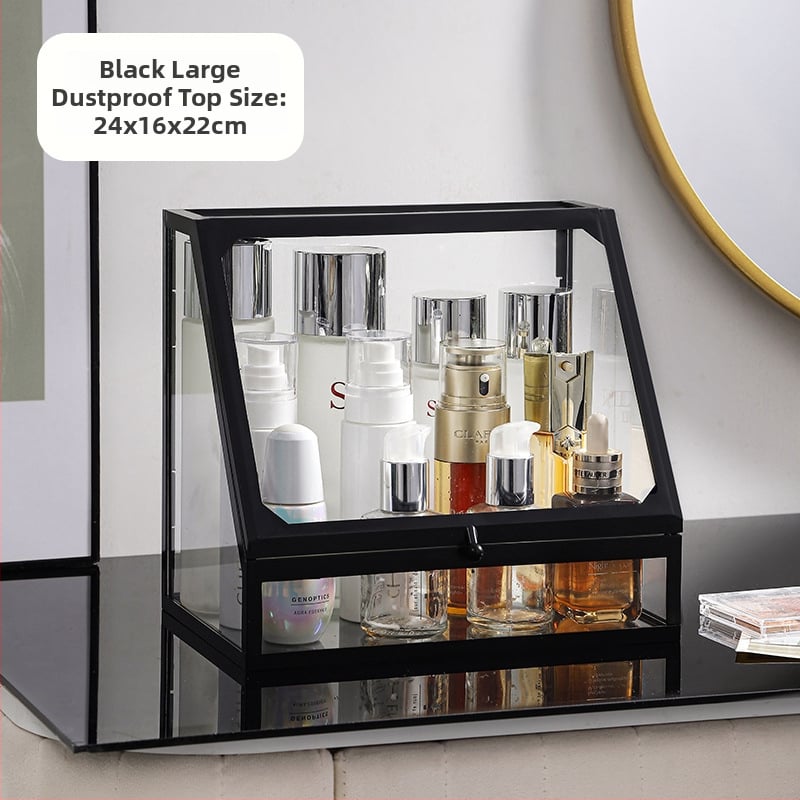 Κοντέινερ αποθήκευσης καλλυντικών για γραφείο, γυάλινο κουτί με συρτάρι, ανθεκτικό στη σκόνη, μεγάλη χωρητικότητα για περιποίηση δέρματος, κομψό στυλ