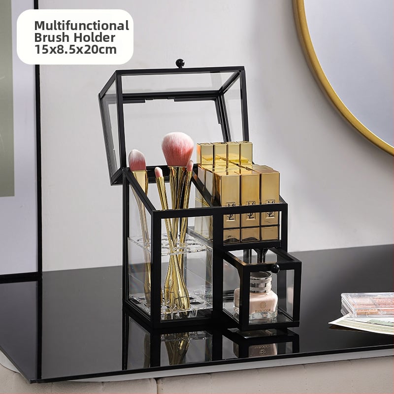 Κοντέινερ αποθήκευσης καλλυντικών για γραφείο, γυάλινο κουτί με συρτάρι, ανθεκτικό στη σκόνη, μεγάλη χωρητικότητα για περιποίηση δέρματος, κομψό στυλ