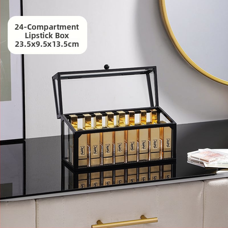 Κοντέινερ αποθήκευσης καλλυντικών για γραφείο, γυάλινο κουτί με συρτάρι, ανθεκτικό στη σκόνη, μεγάλη χωρητικότητα για περιποίηση δέρματος, κομψό στυλ