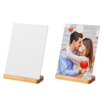 Сублимационна алуминиева рамка за снимки, минималистичен печат, хоризонтално и вертикално оформление, настолен модел със основа от бамбук