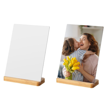Сублимационна алуминиева рамка за снимки, минималистичен печат, хоризонтално и вертикално оформление, настолен модел със основа от бамбук