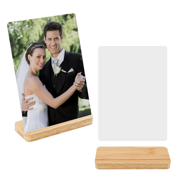 Сублимационна алуминиева рамка за снимки, минималистичен печат, хоризонтално и вертикално оформление, настолен модел със основа от бамбук