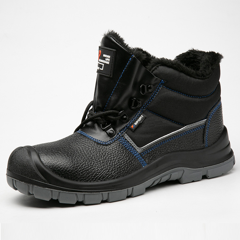 Sigurna radna obuća s zaštitom od udara i probijanja, visok vrh, čelični vrh prsta, vodootporna i otporna na ulje, reljefna koža i PU đon