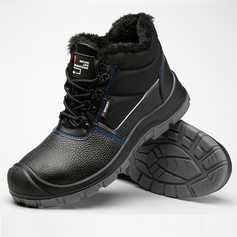 Sigurna radna obuća s zaštitom od udara i probijanja, visok vrh, čelični vrh prsta, vodootporna i otporna na ulje, reljefna koža i PU đon