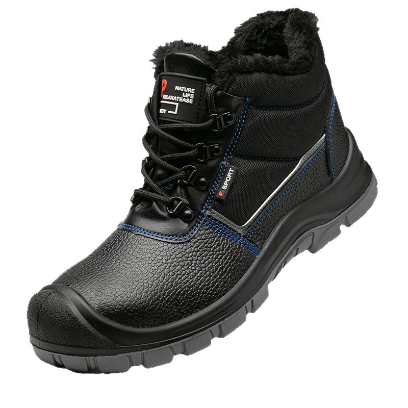 Sigurna radna obuća s zaštitom od udara i probijanja, visok vrh, čelični vrh prsta, vodootporna i otporna na ulje, reljefna koža i PU đon