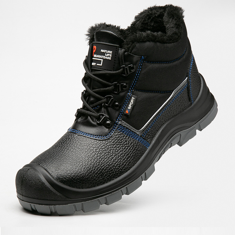 Sigurna radna obuća s zaštitom od udara i probijanja, visok vrh, čelični vrh prsta, vodootporna i otporna na ulje, reljefna koža i PU đon