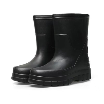 Cizme de ploaie mid-calf pentru bărbați și femei, cu partea superioară din PVC, talpă din spumă EVA, căptușeală caldă din fleece sintetic, anti-derapare pentru iarnă.