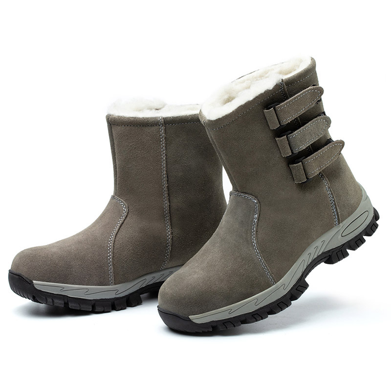 Ghete de protecție cu căptușeală de fleece, vârf din oțel, partea superioară din velur, protecție împotriva loviturilor și perforațiilor