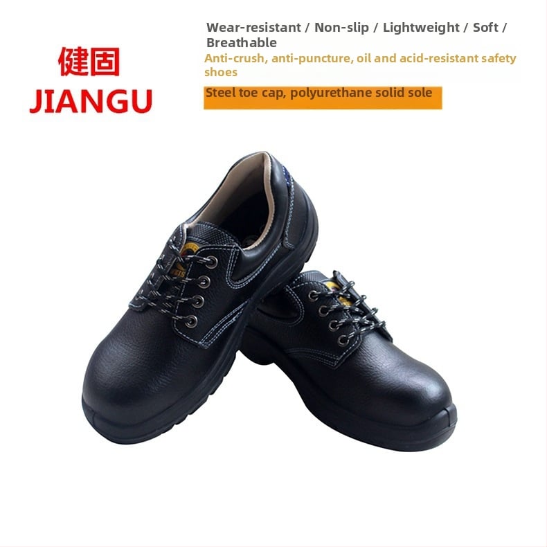 WS6610 Pantofi de protecție cu talpă joasă și vârf din oțel – rezistenți la acid și bază, rezistenți la lovire și perforare, rezistenți la ulei, piele de vită, talpă PU