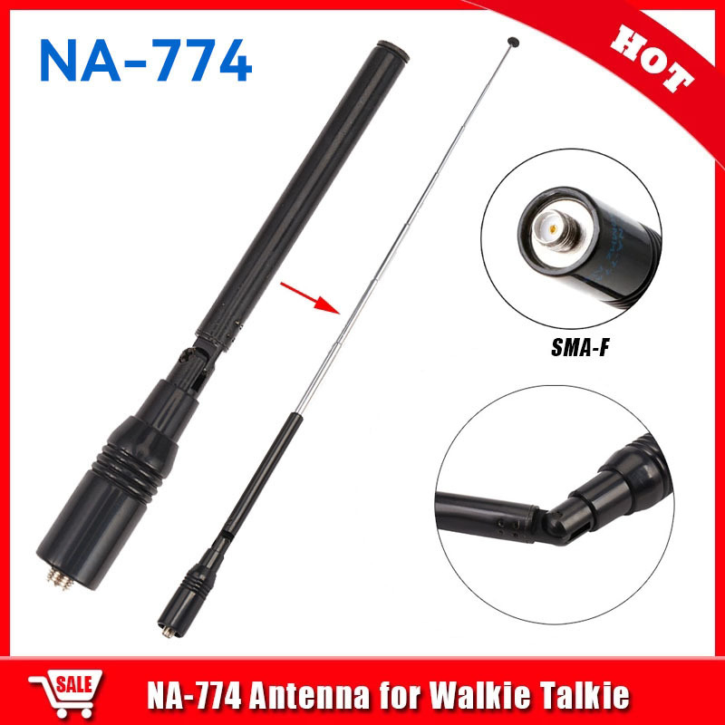 Antena NA-774 pentru walkie-talkie - câștig înalt, antenă telescopic flexibilă, rază 1,5–3 km