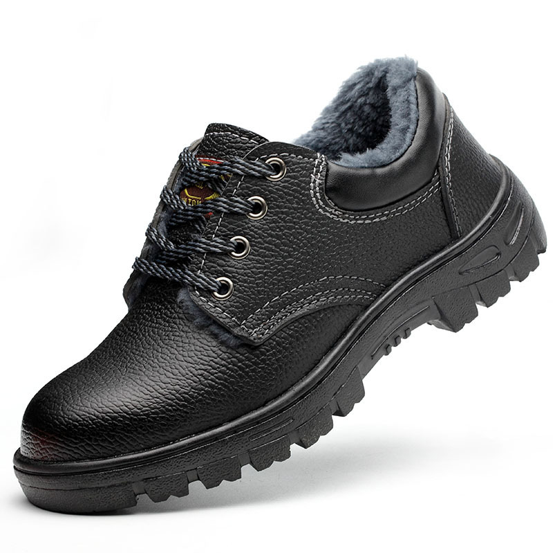 Ghete de protecție de iarnă pentru bărbați, design cu partea superioară joasă, vârf din oțel, rezistente la lovire și perforare, izolație electrică, piele microfibră respirabilă