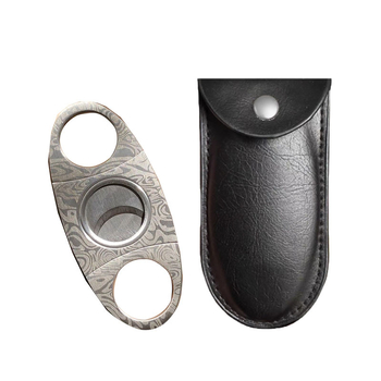 Ručne vyrobený nerezový rezák na cigary so vzorom, brúsený povrch, dvojstranná čepeľ, prispôsobiteľný